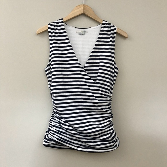 Boden Tops - Boden Navy Blue White Striped Wrap Tank Top 8 A2
